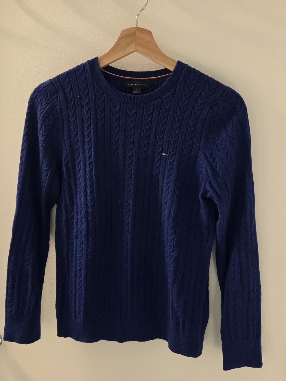 Tommy Hilfiger Men’s Navy Cable Knit Crewneck Sweater